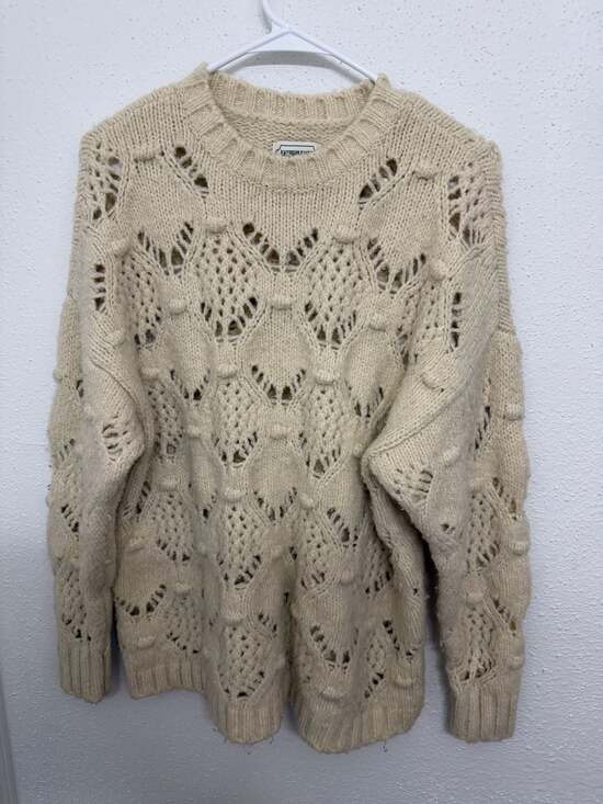 American Eagle Sweaters - American Eagle Cream Pointelle Bobble Knit Sweater Size S